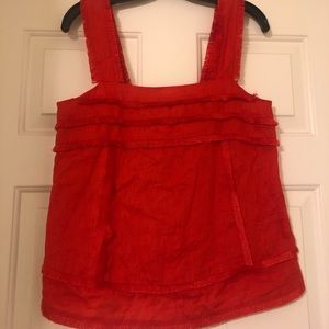 J Crew Red Fringe Top